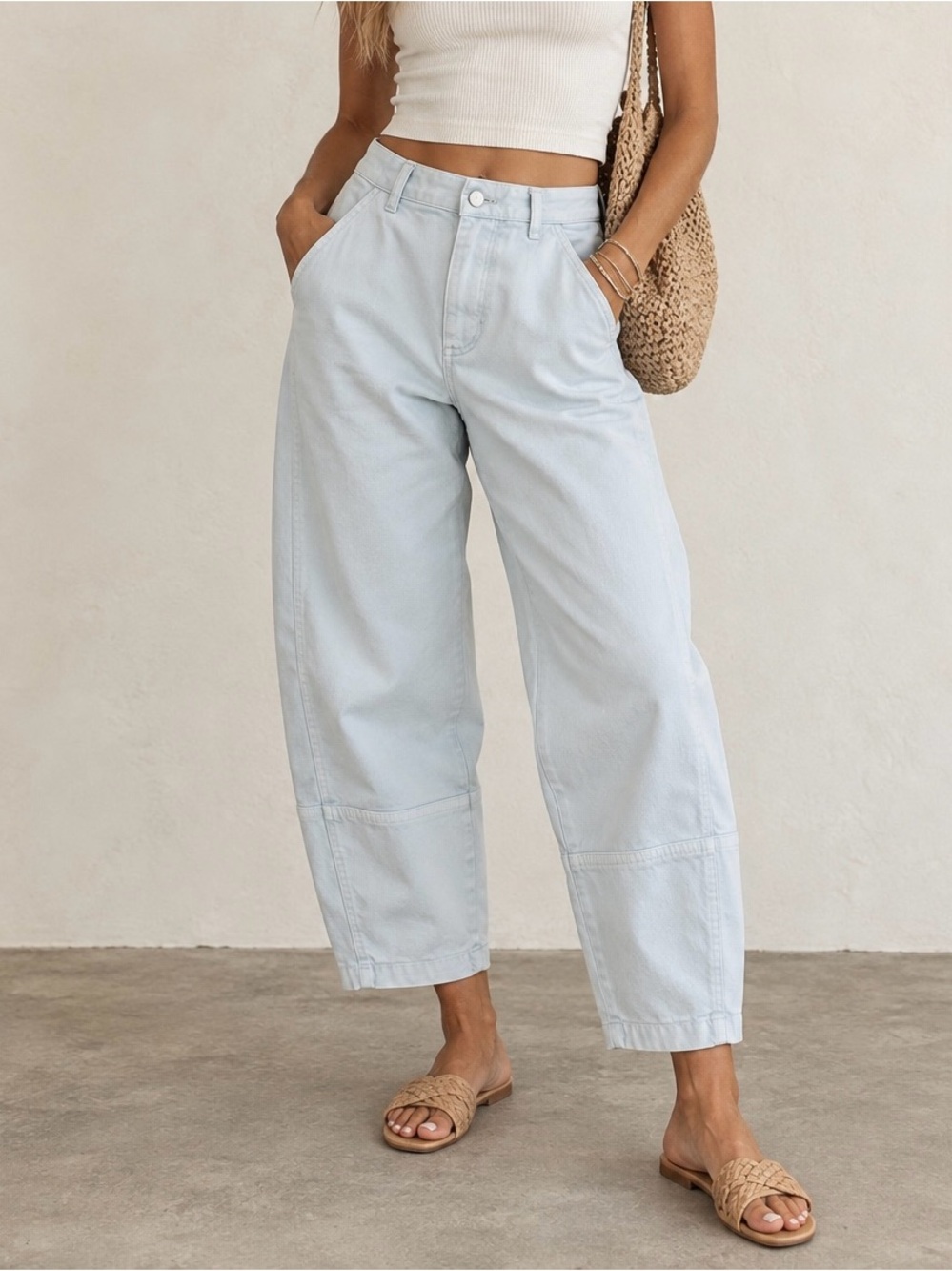Everlane Denim Utility Barrel Pants Sky Blue High Rise Cropped | Size 4/27